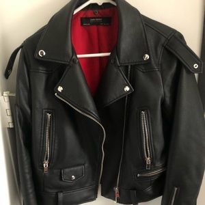 Zara multizipper faux leather jacket